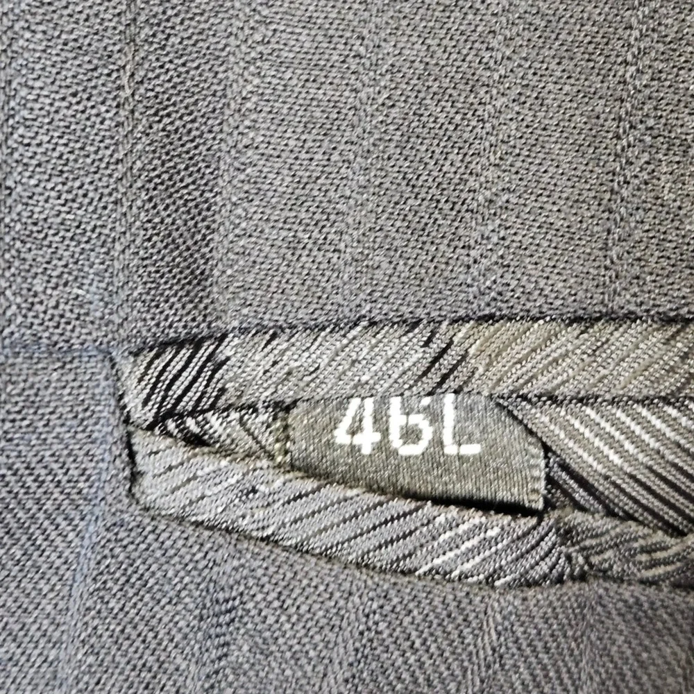 MONTEFINO UOMO Super 120s Merino Wool Blazer Jacket‎ 46L Classic Black Pinstripe